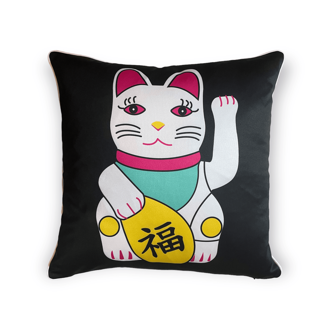 Lucky Cat Cushion Cover – 45 cm Organic Cotton Decorative Homeware