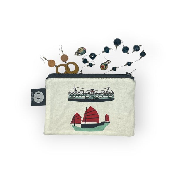 Hong Kong Transport Zip Bag Set – 2 Piece Pouches with Junk & Star Ferry Prints