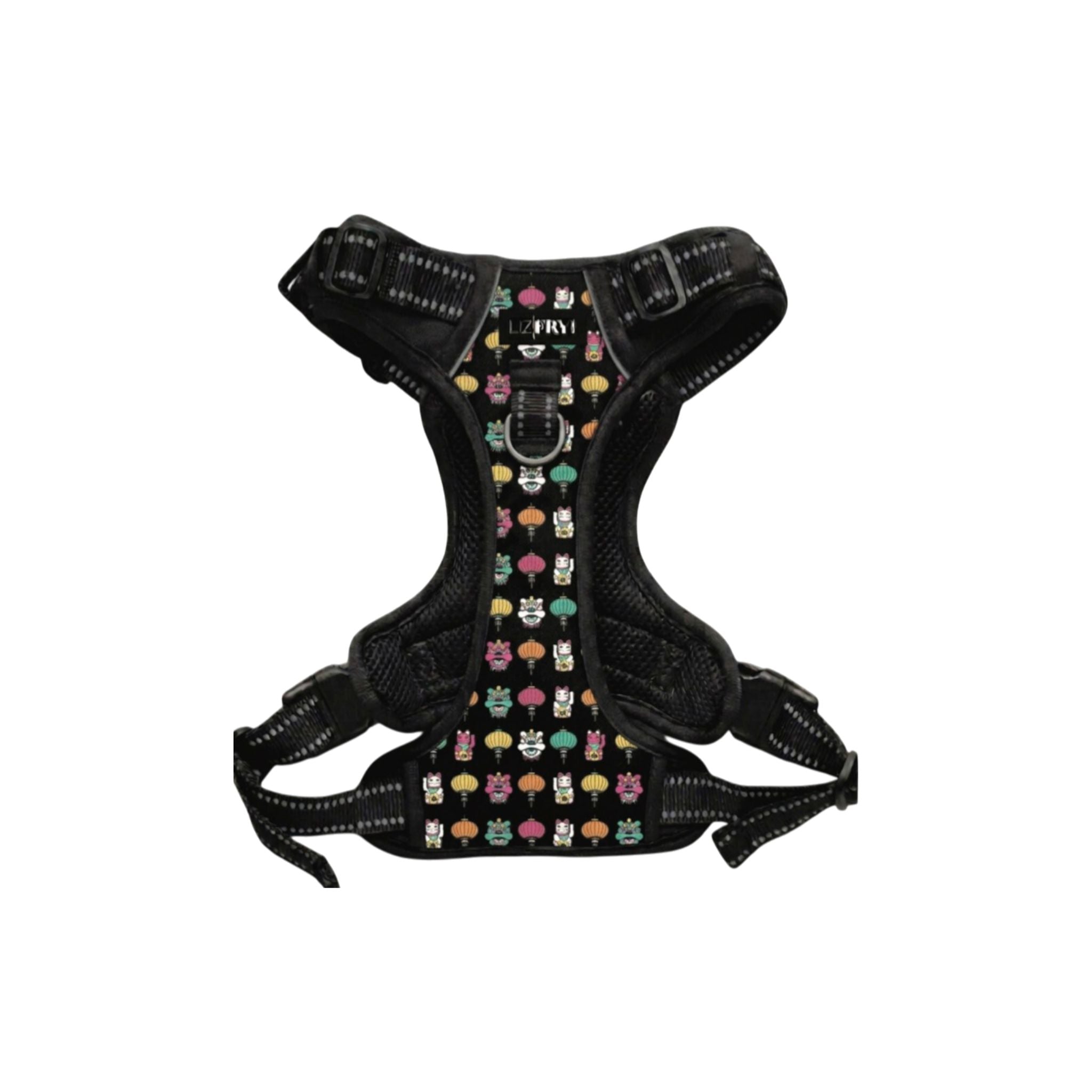 Lion, Cat, Lantern – Black Adjustable Dog Harness