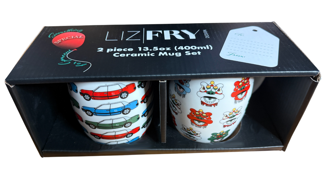 2pc Mug gift set HK Taxi + Lion - boxed