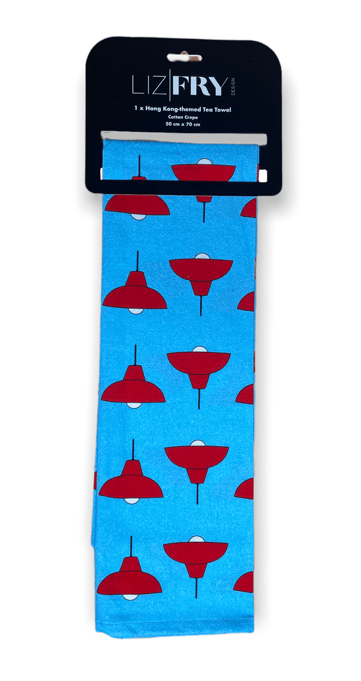 Java Road Lamps Print Tea Towel | Hong Kong Cotton Crepe Kitchen Towel