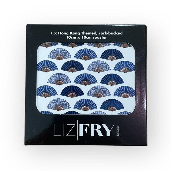 Ap Liu Street Blue Fans Coaster | Hong Kong Heritage Homeware