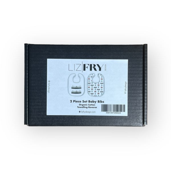 Hong Kong Transport Baby Bib Set – 2 Piece Reversible Cotton Bibs