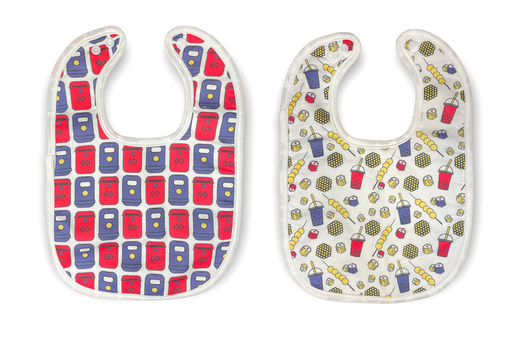 Baby Bib Set – Orchid Dawn | Hong Kong Postbox & Street Food Print