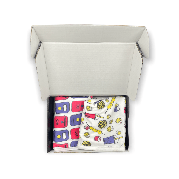 Baby Bib Set – Orchid Dawn | Hong Kong Postbox & Street Food Print