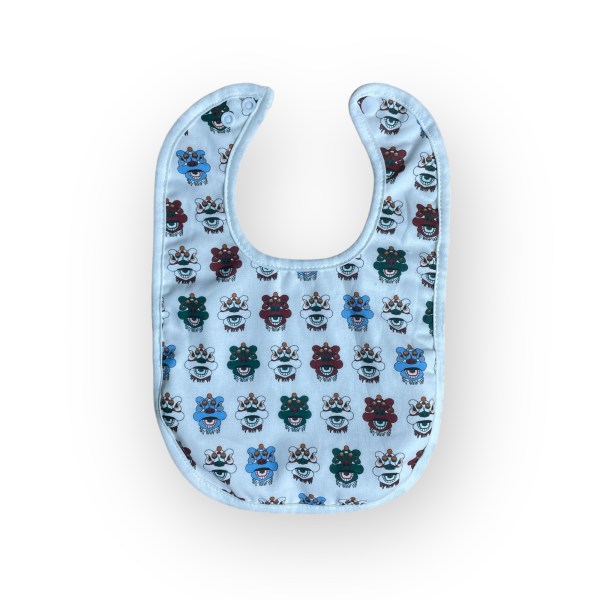 Tsim Sha Tsui Lion Heads Baby Bib Set – 2 Piece Reversible Cotton Bibs