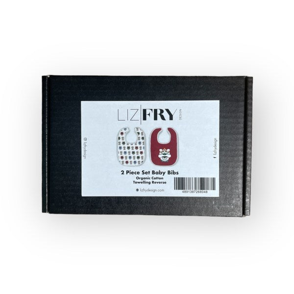 Tsim Sha Tsui Lion Heads Baby Bib Set – 2 Piece Reversible Cotton Bibs