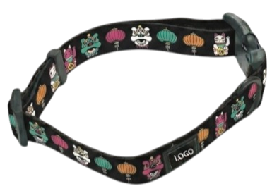 Lion, Cat, Lantern – Black Adjustable Dog Collar