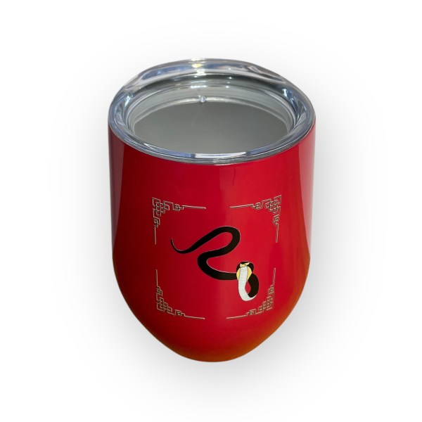 CNY 2025 Snake Print Stainless Steel Wine Cup – Limited Edition Insulated 12 oz Tumbler