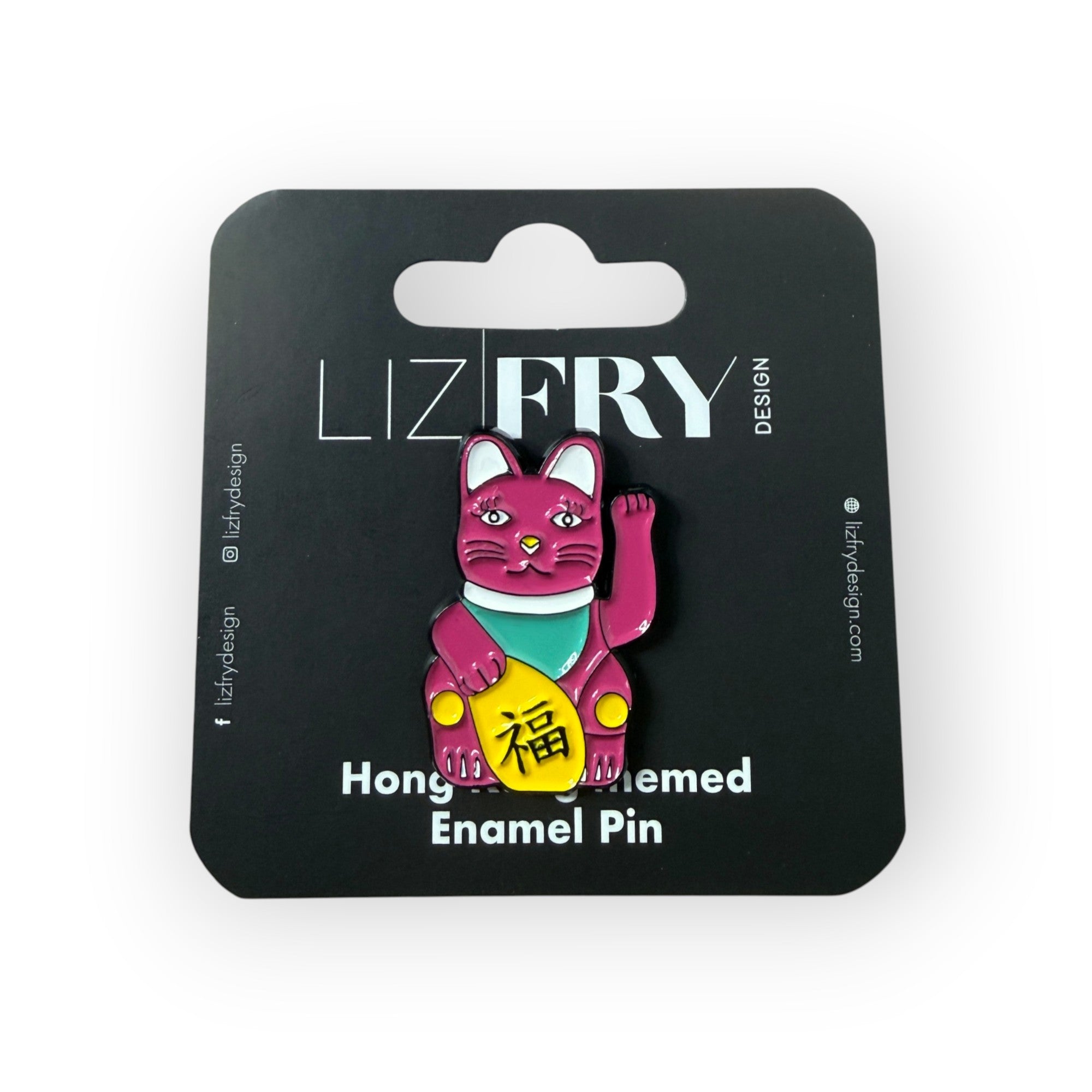 Hong Kong Lucky Cat Enamel Pin – 3cm