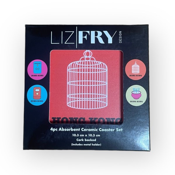 Hong Kong Neons Ceramic Coaster Set of 4 – Vibrant Homeware, Cork-Backed