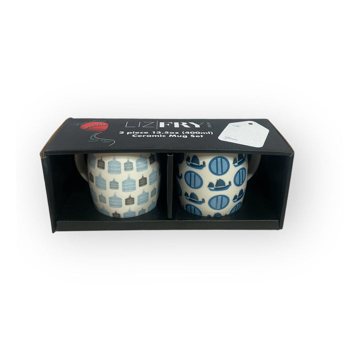 HK Blues Ceramic Mug Gift Set – 2-Piece 400 ml Mugs in Gift Box