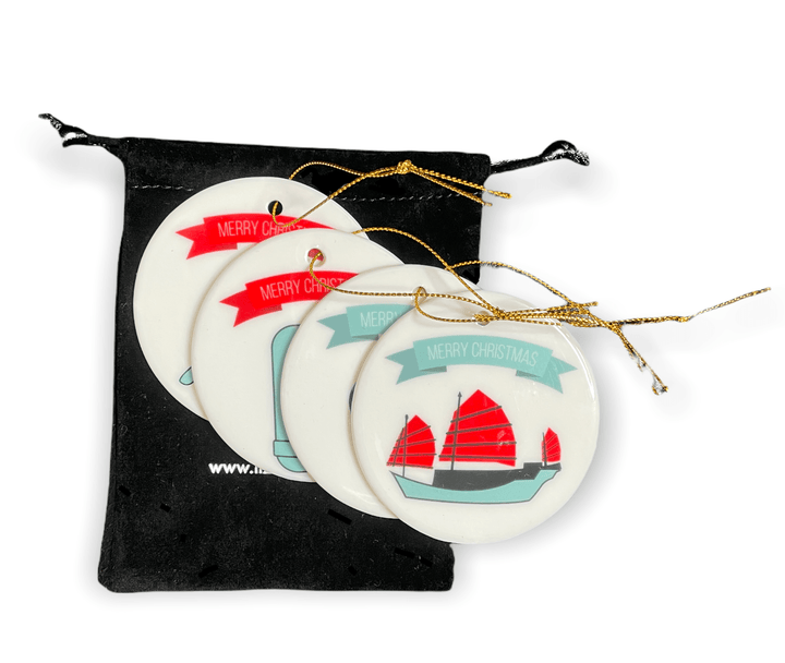 Christmas Ornament Set – Set of 4 Double-Sided Ceramic Ornaments