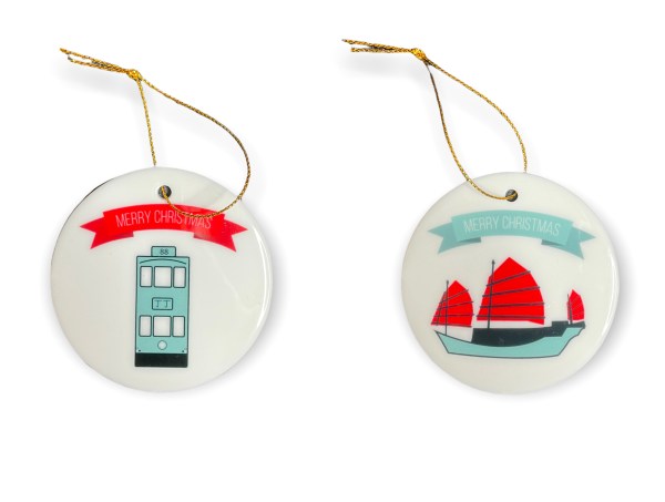 Christmas Ornament Set – Set of 4 Double-Sided Ceramic Ornaments