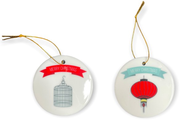Christmas Ornament Set – Set of 4 Double-Sided Ceramic Ornaments