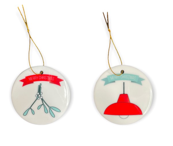 Christmas Ornament Set – Set of 4 Double-Sided Ceramic Ornaments