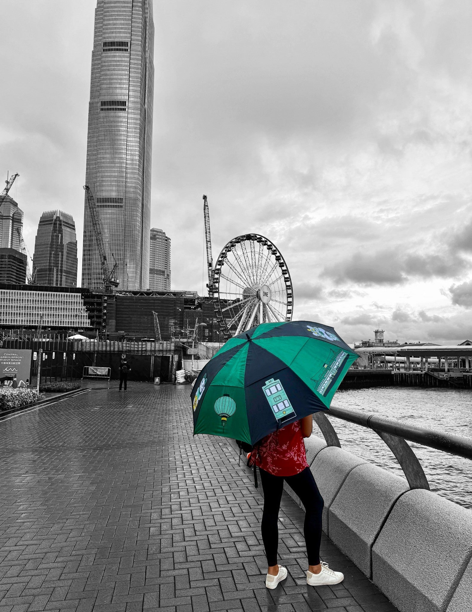 香港標誌大型折疊高爾夫傘 - 雙層傘面，防紫外線，可折疊