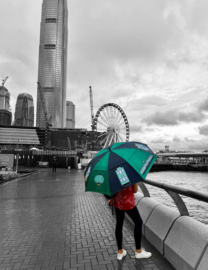 Hong Kong Icons Large Folding Golf Umbrella – Double Canopy, UV-Protected, Folding
