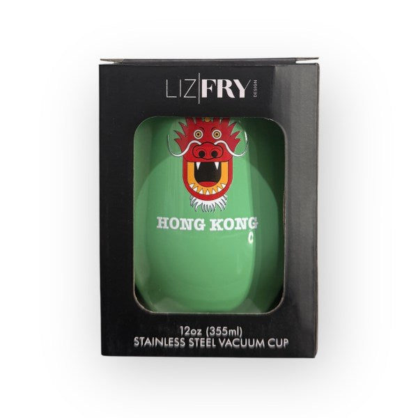 HK Dragon Print Stainless Steel Wine Cup – Double-Walled 12 oz Insulated Tumbler