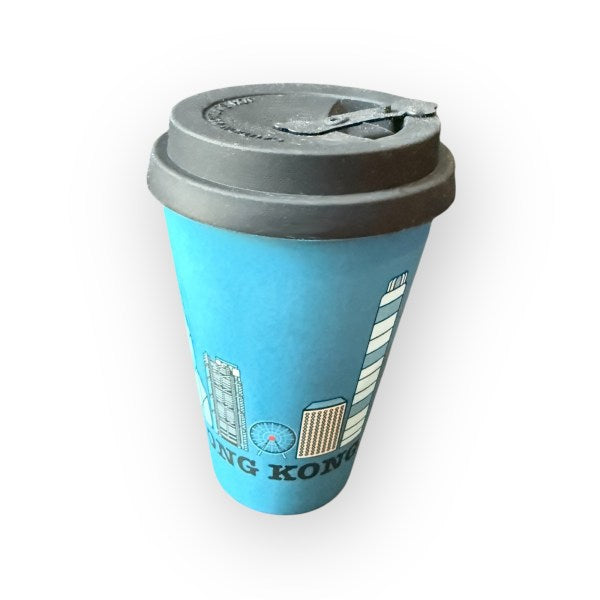 HK Skyline Print Bamboo Cup | Eco-Friendly Travel Mug