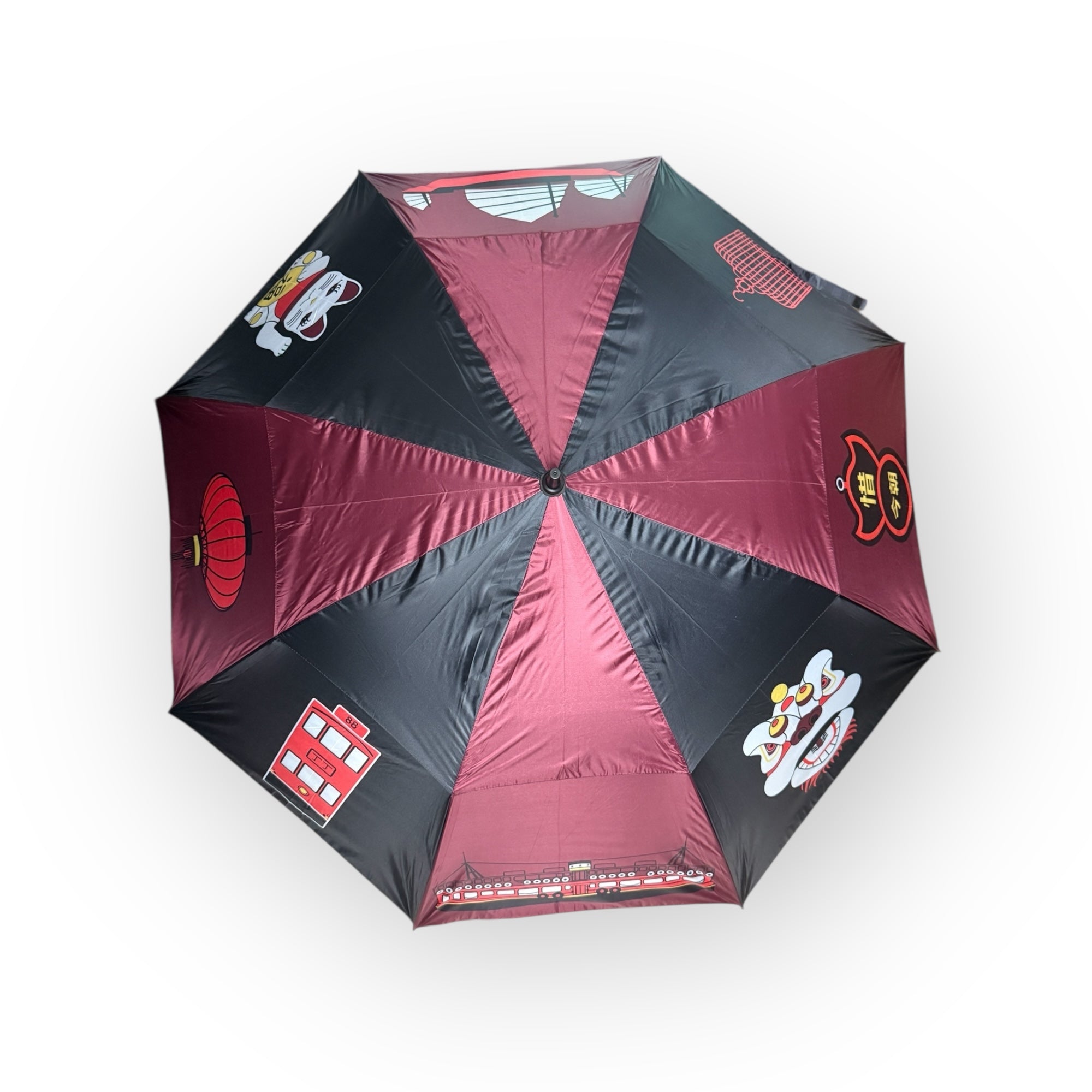 Hong Kong Icons Golf Umbrella – Red, Large Folding, Double Canopy, UV-Protected