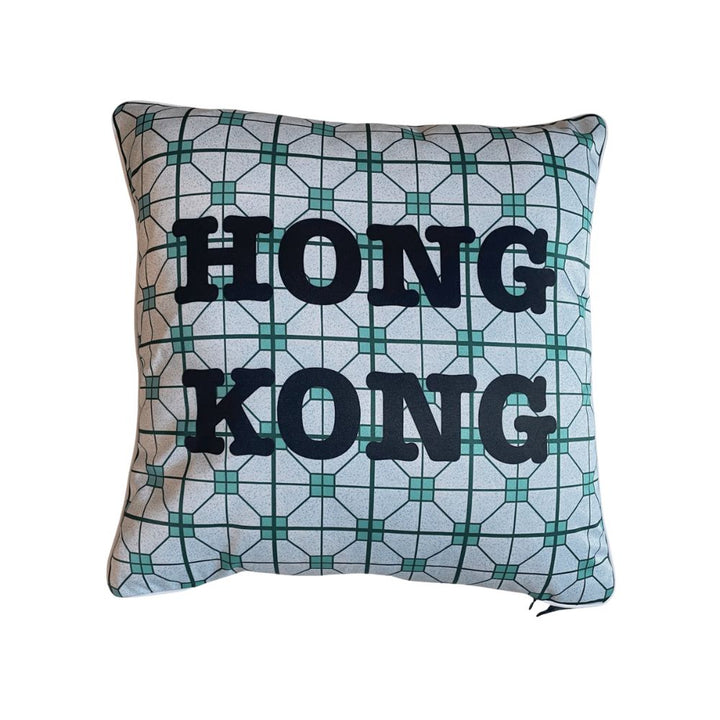 Hong Kong Green Tile Print Cushion Cover
