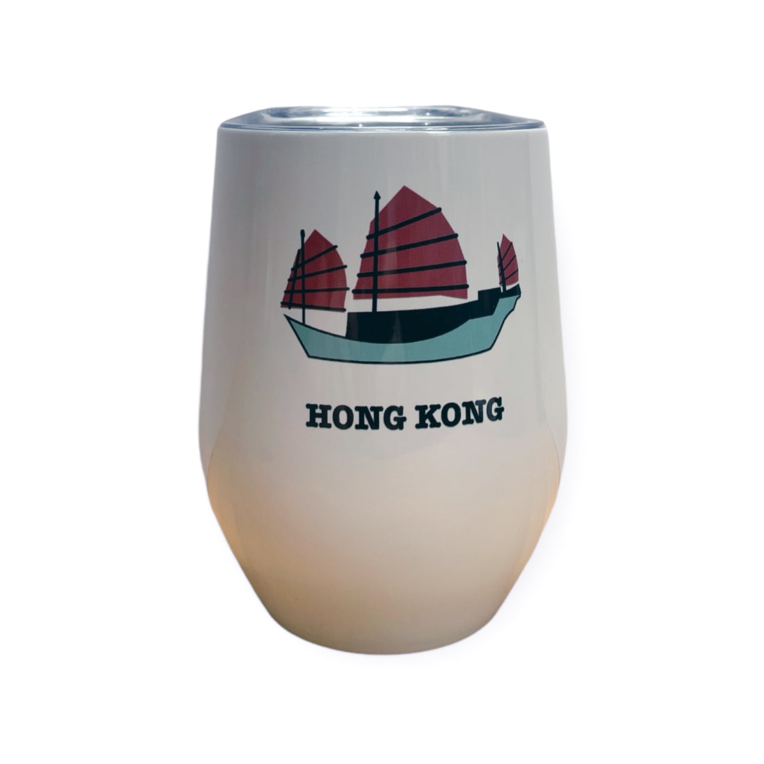 Junk Print Stainless Steel Wine Cup – Insulated 12 oz Tumbler with Hong Kong Junk Boat Design