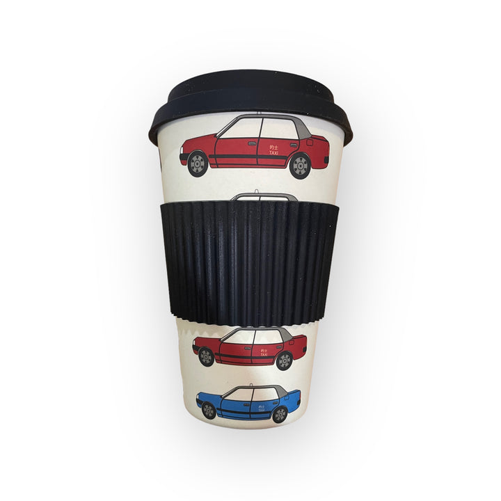 HK Taxis Print Bamboo Cup – Eco-Friendly Travel Mug | Liz Fry Design