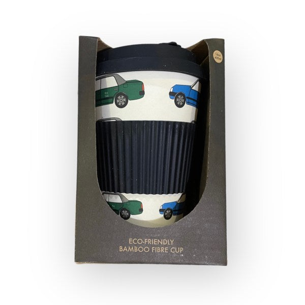 HK Taxis Print Bamboo Cup – Eco-Friendly Travel Mug | Liz Fry Design