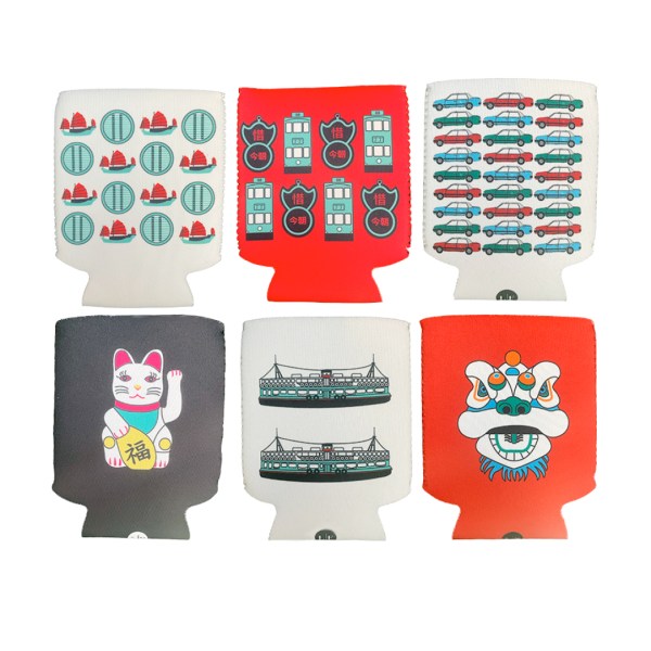 Koozie Set – 6 pc Can Coolers with Hong Kong Motifs