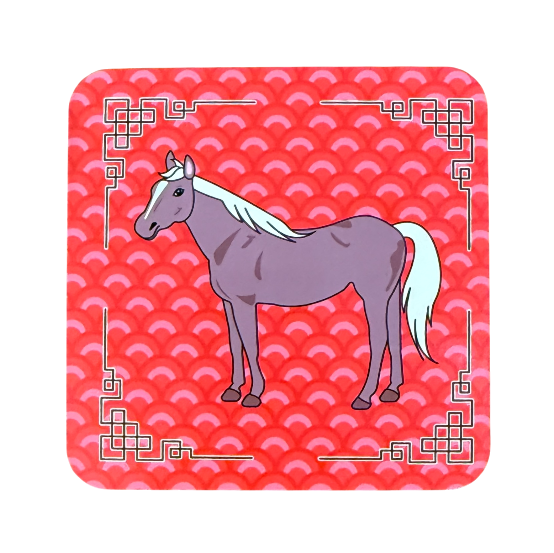 Chinese New Year 2026 Horse Coaster – Festive Pattern Red