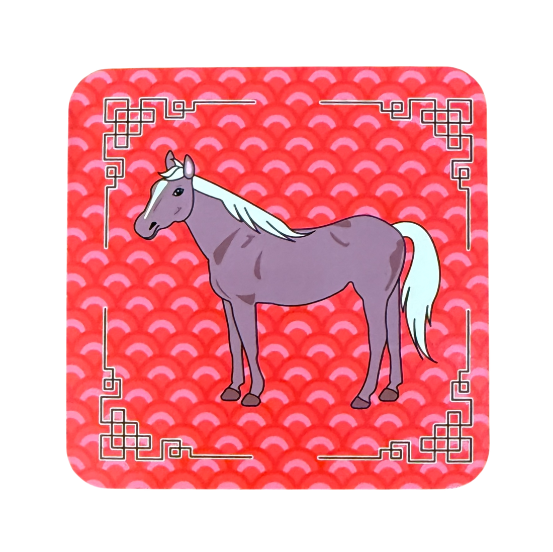 Chinese New Year 2026 Horse Coaster – Festive Pattern Red