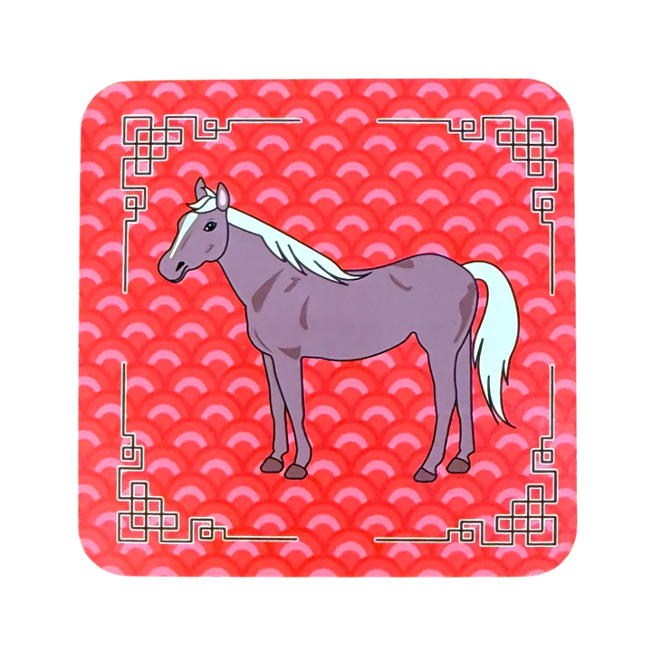 Chinese New Year 2026 Horse Coaster – Festive Pattern Red