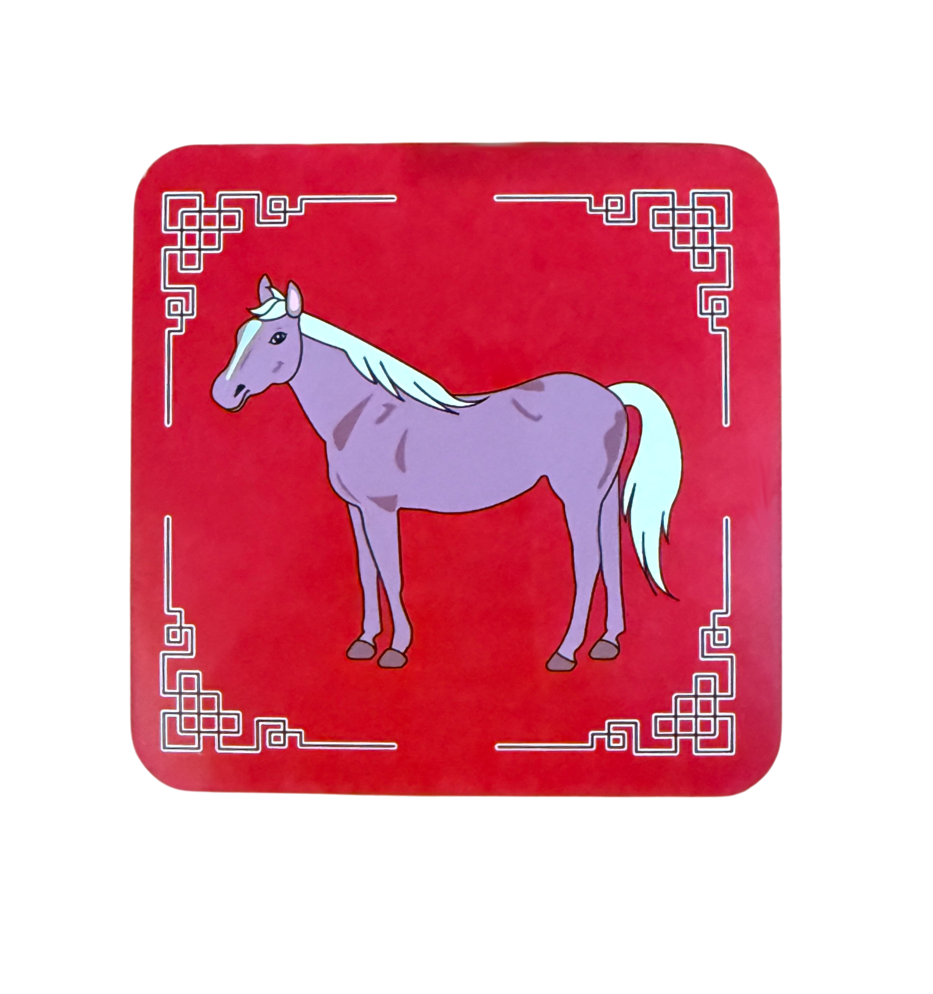 Chinese New Year 2026 Horse Coaster – Classic Red Border