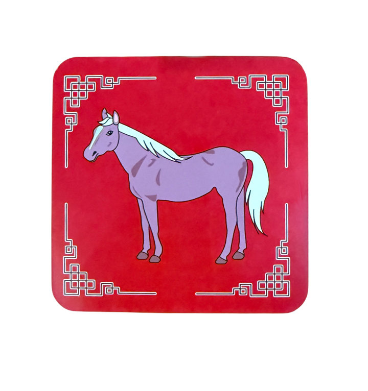 Chinese New Year 2026 Horse Coaster – Classic Red Border