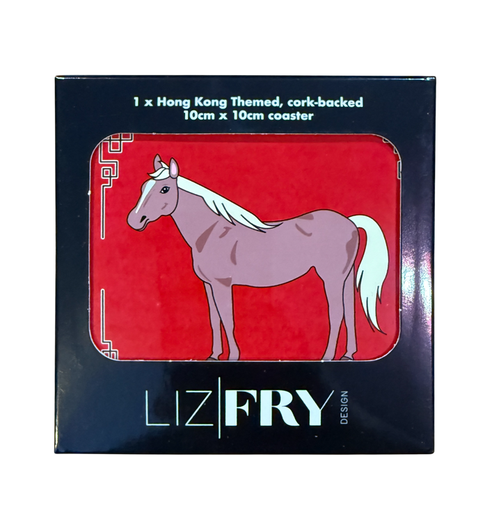 Chinese New Year 2026 Horse Coaster – Classic Red Border