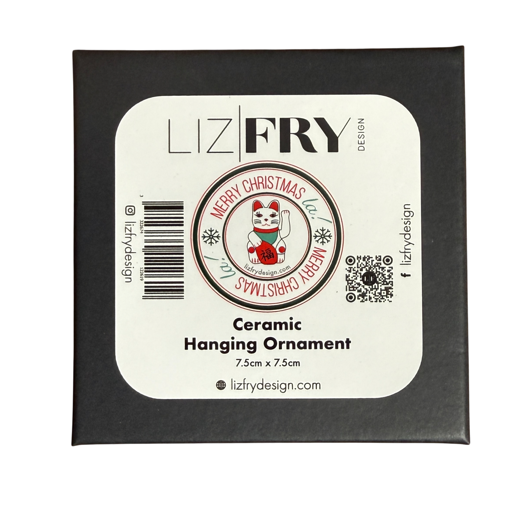 Lucky Cat - Ceramic Ornament - boxed