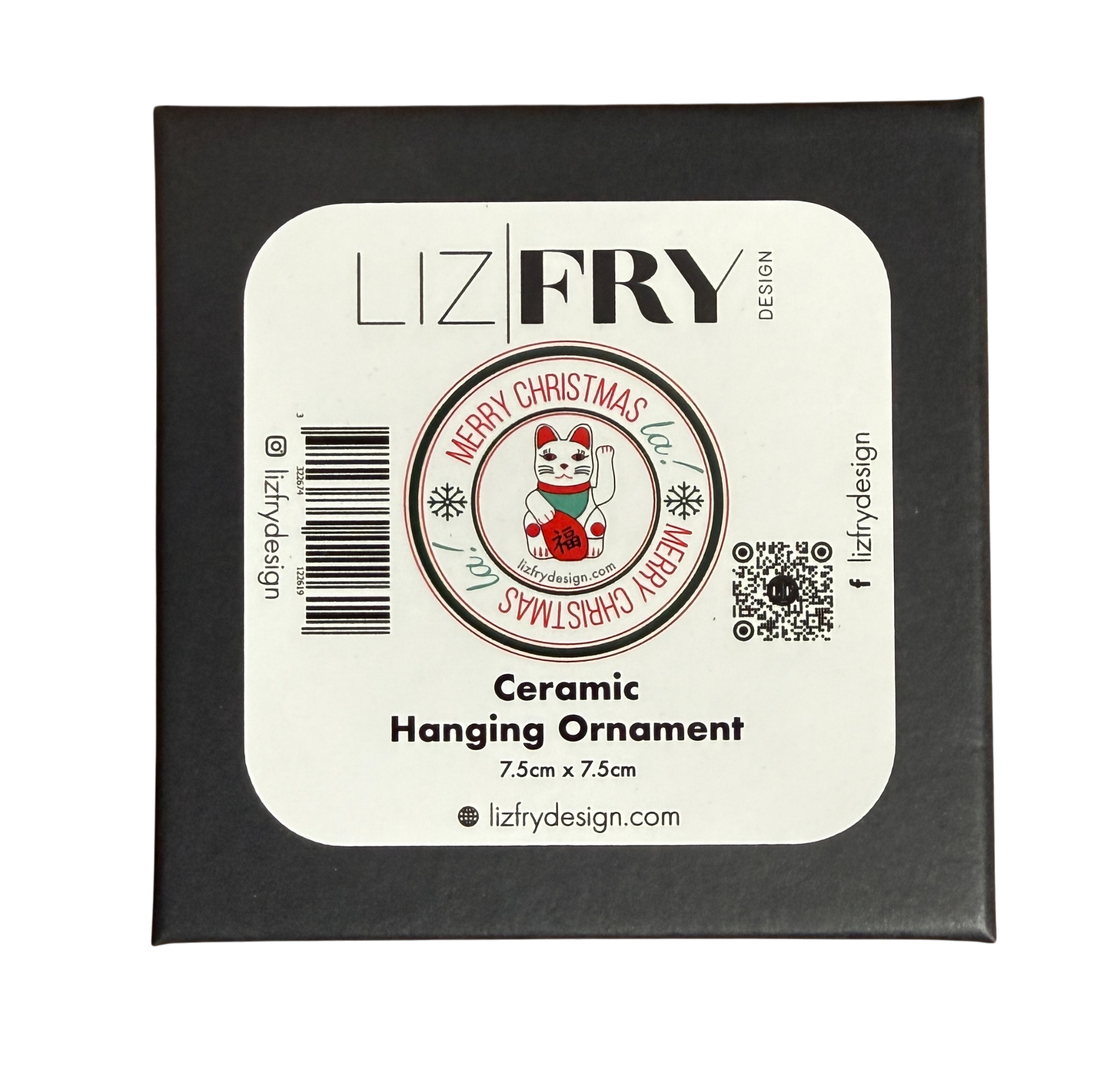 Lucky Cat - Ceramic Ornament - boxed
