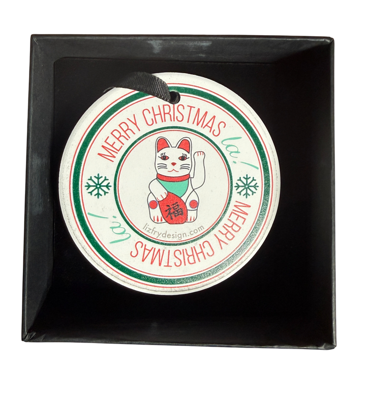 Lucky Cat - Ceramic Ornament - boxed