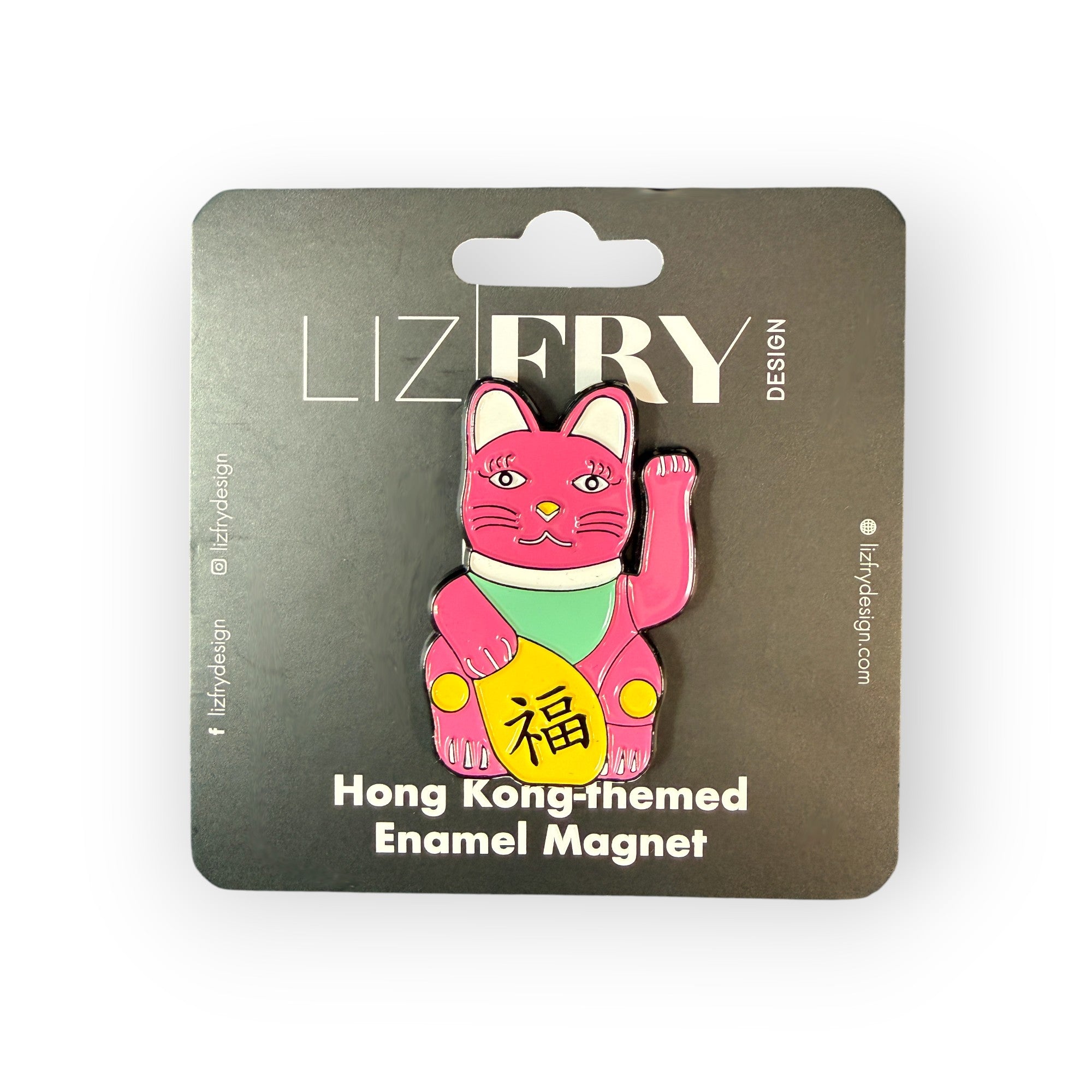 Lucky Cat enamel magnet