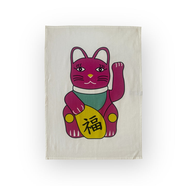 Lucky Cat Tea Towel