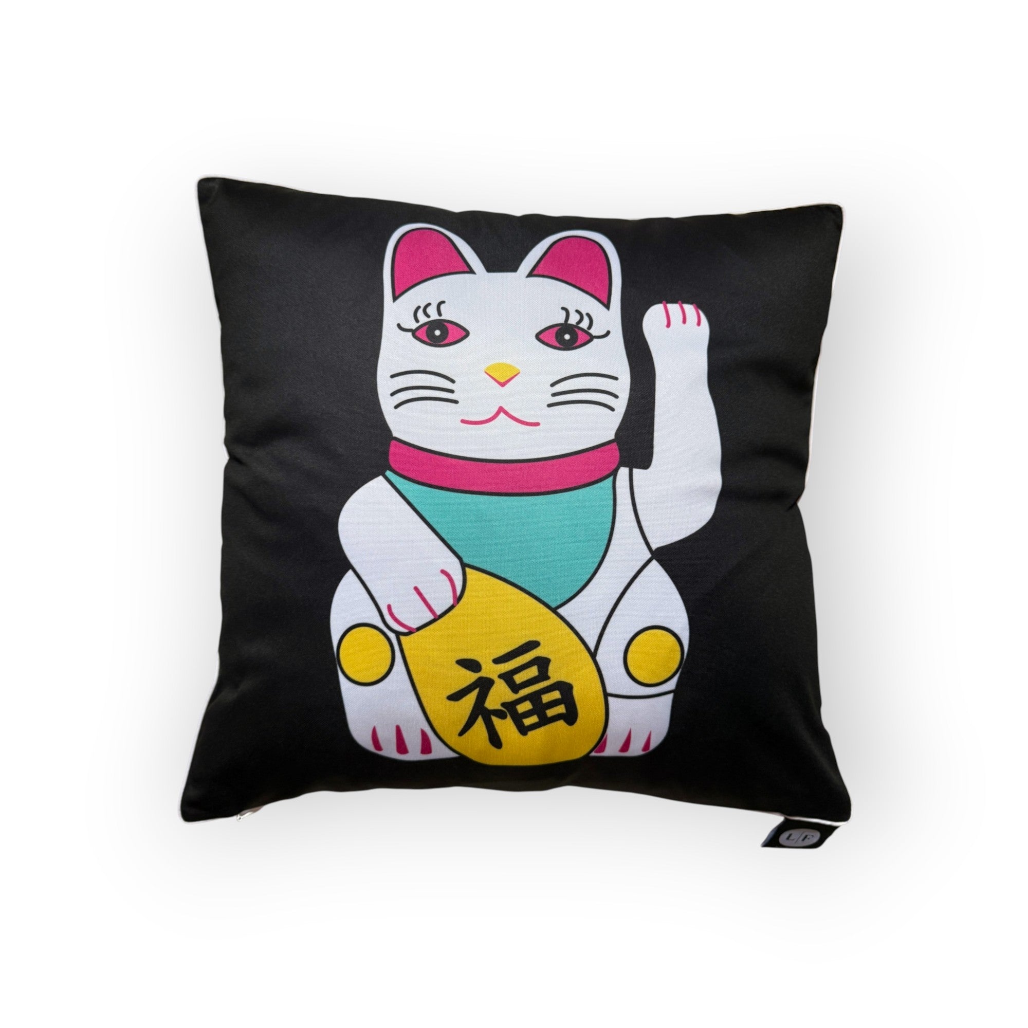 Hong Kong Lucky Cat Two-Sided rPET Cushion Cover – 45 × 45 cm