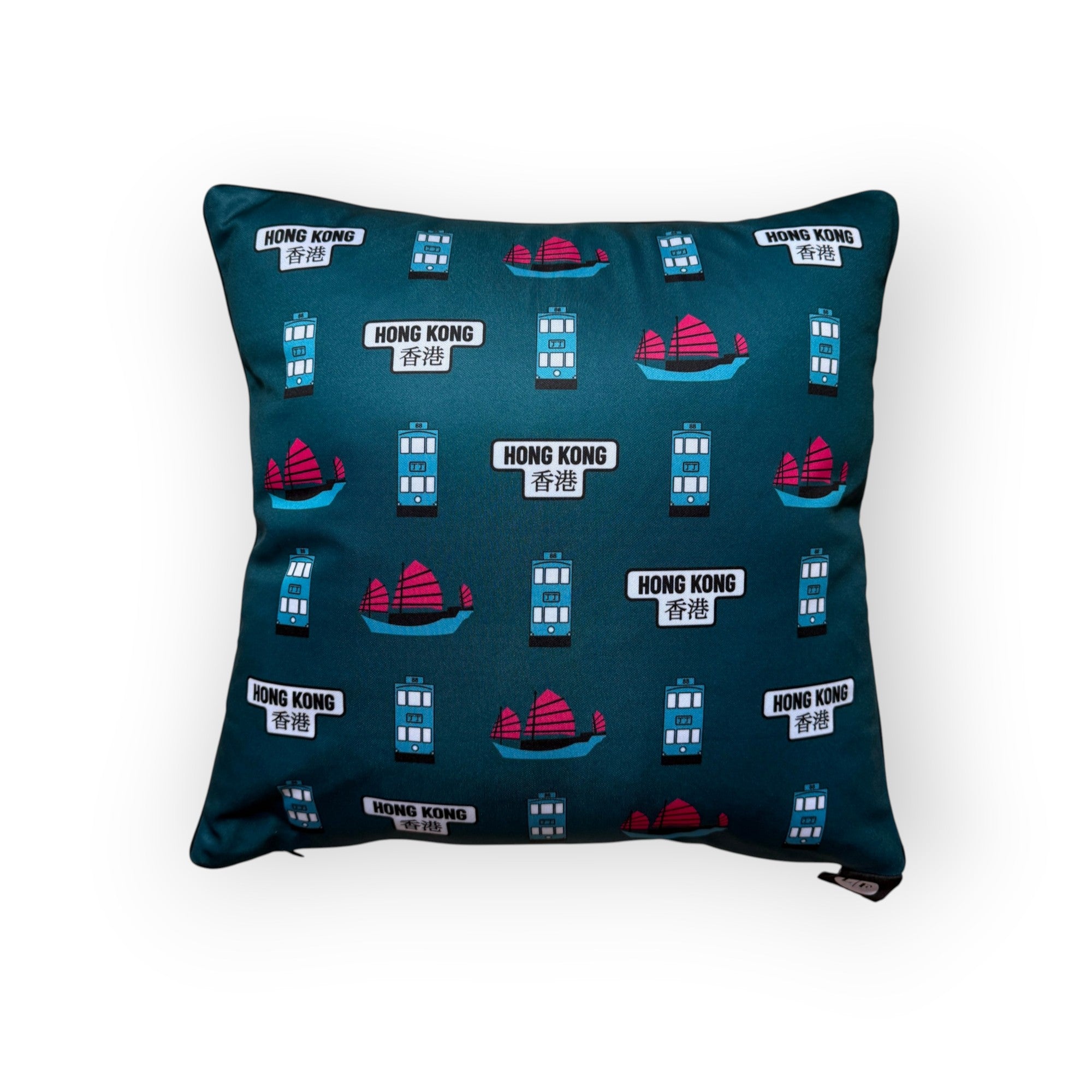 Hong Kong Transport Two-Sided rPET Cushion Cover – 45 × 45 cm
