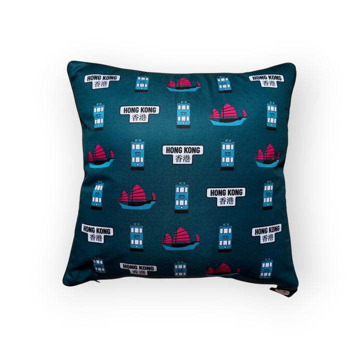 Hong Kong Transport Two-Sided rPET Cushion Cover – 45 × 45 cm