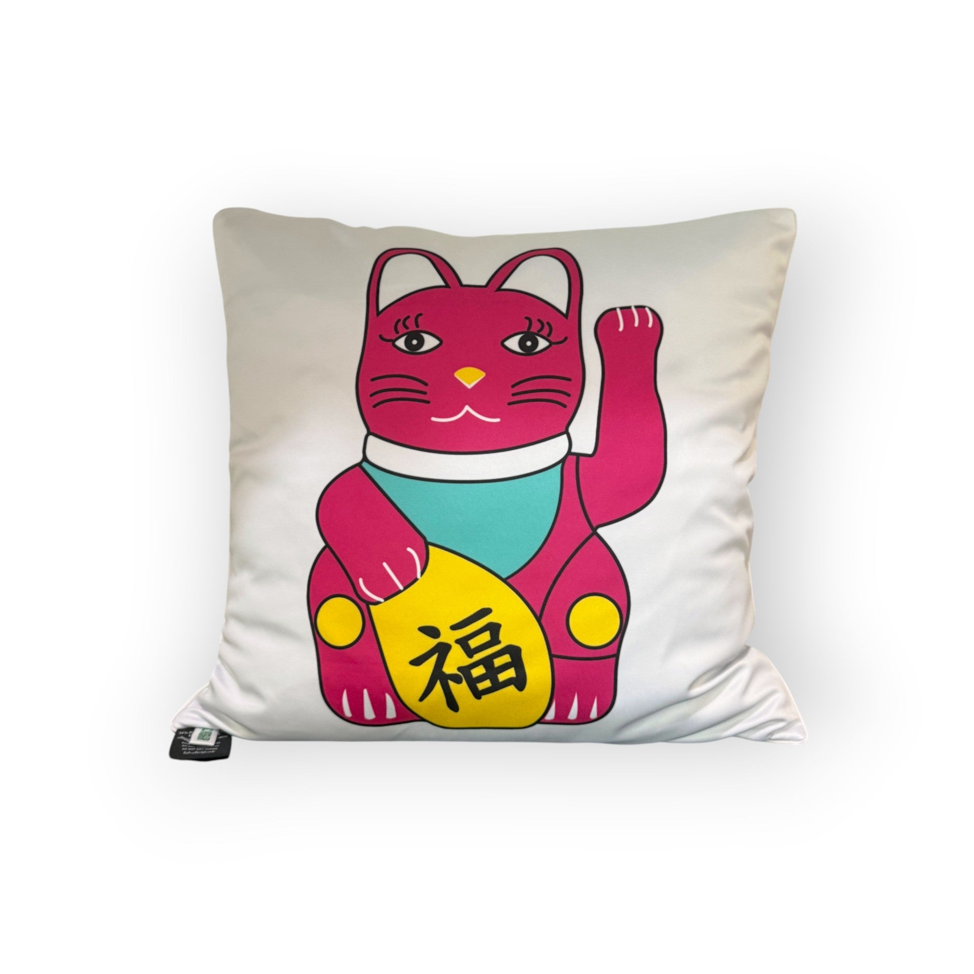 Hong Kong Lucky Cat Two-Sided rPET Cushion Cover – 45 × 45 cm