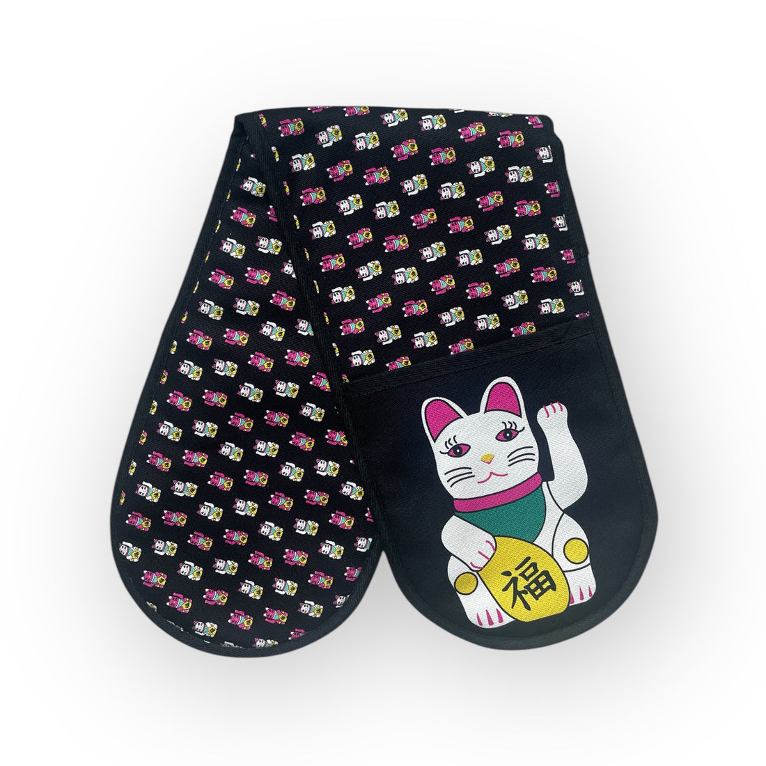 Tung Choi Street Lucky Cats Oven Mitts – Organic Cotton Kitchen Gloves