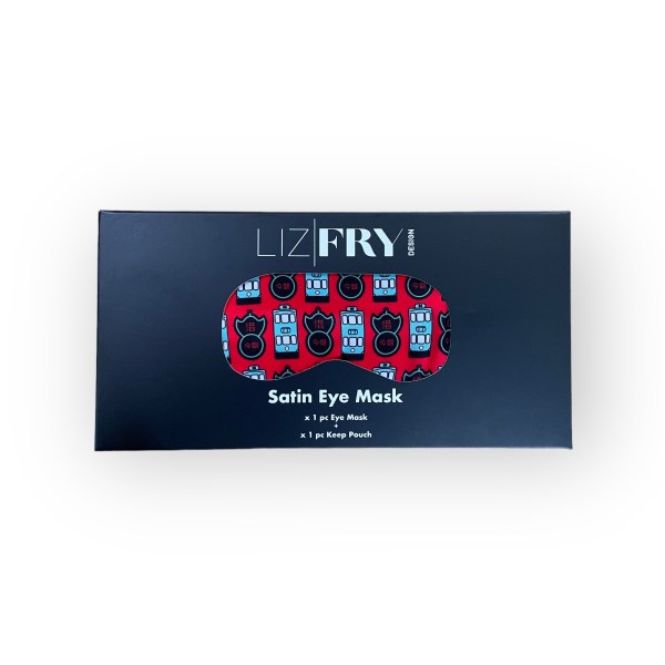 North Point Trams & Pawn Print Eye Mask – Soft Cotton Travel Sleep Mask