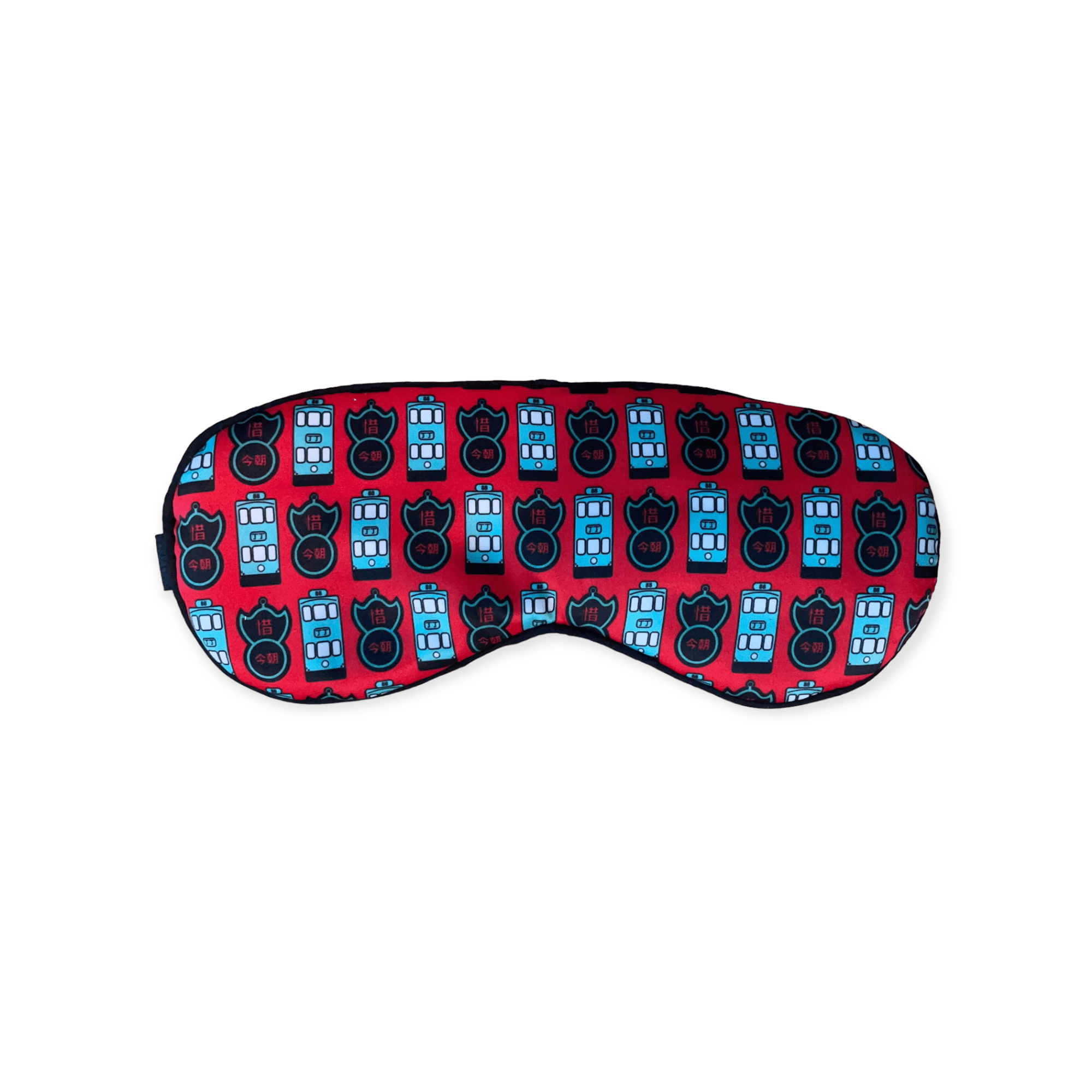 North Point Trams & Pawn Print Eye Mask – Soft Cotton Travel Sleep Mask