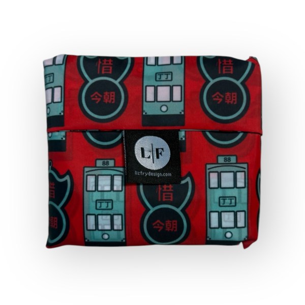 North Point Trams & Pawn Print Foldable Shopping Bag | Reusable Hong Kong Tote