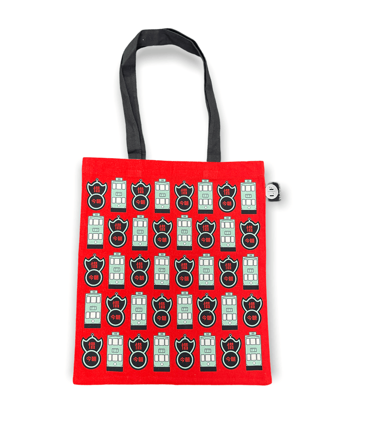 North Point Trams & Pawn Print Tote Bag – Hong Kong Red Canvas Bag